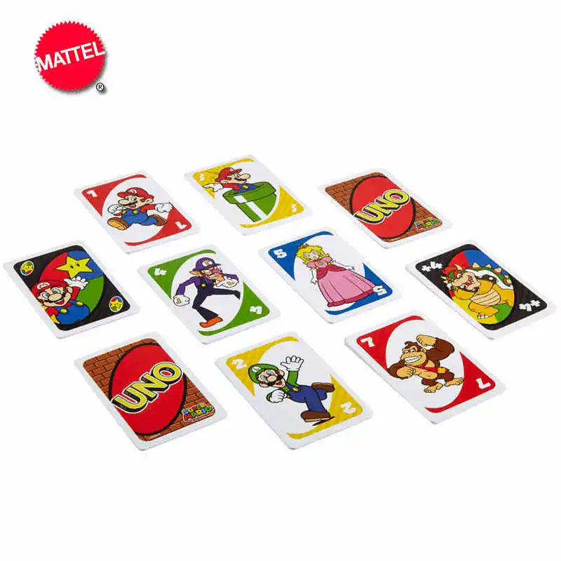 Genuine Mattel Games Uno Super Mario Card Game For Family Night Featuring Tv Show Themed Graphics And A Special Rule 2-10 Player
