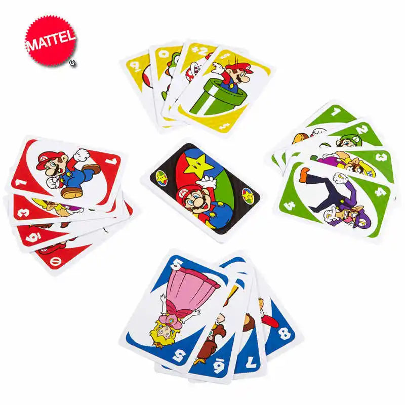 Genuine Mattel Games Uno Super Mario Card Game For Family Night Featuring Tv Show Themed Graphics And A Special Rule 2-10 Player