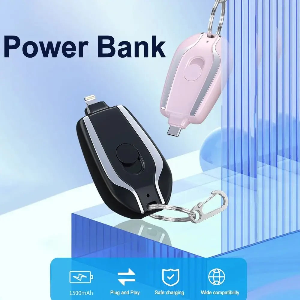 Portable Power Bank 1500mAh Mini Keychain For Android Emergency Charger Portable Charger