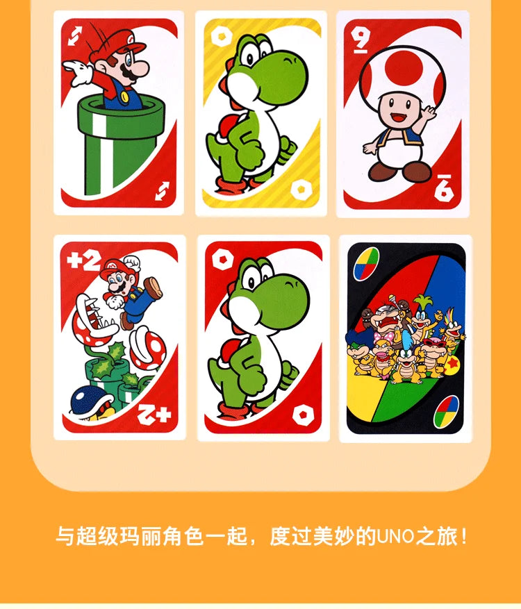 Genuine Mattel Games Uno Super Mario Card Game For Family Night Featuring Tv Show Themed Graphics And A Special Rule 2-10 Player