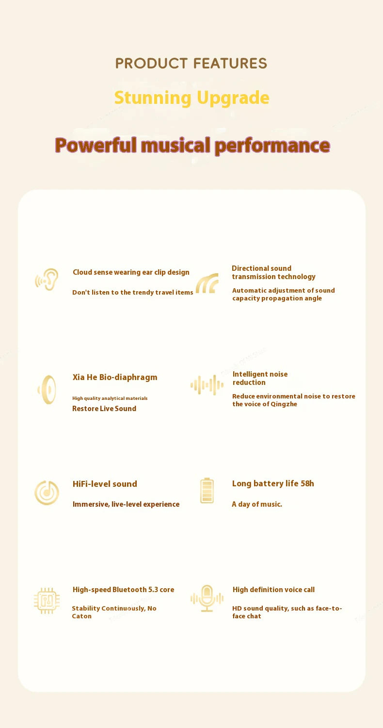 Xiaomi Wireless Bluetooth 5.4 Ear Clip Earbuds Sports Noise Cancelling Secure Fit Long Battery Life Waterproof Earphone with Mic