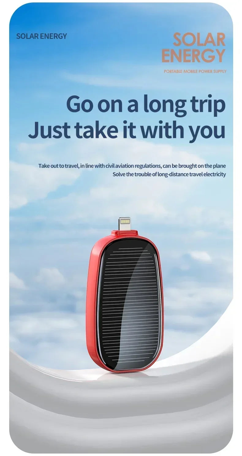 Solar Power Bank Mini Key Ring Portable Charger 1200mAh Outdoor Camping External Battery Emergent Power Cargador Portátil 보조배터리