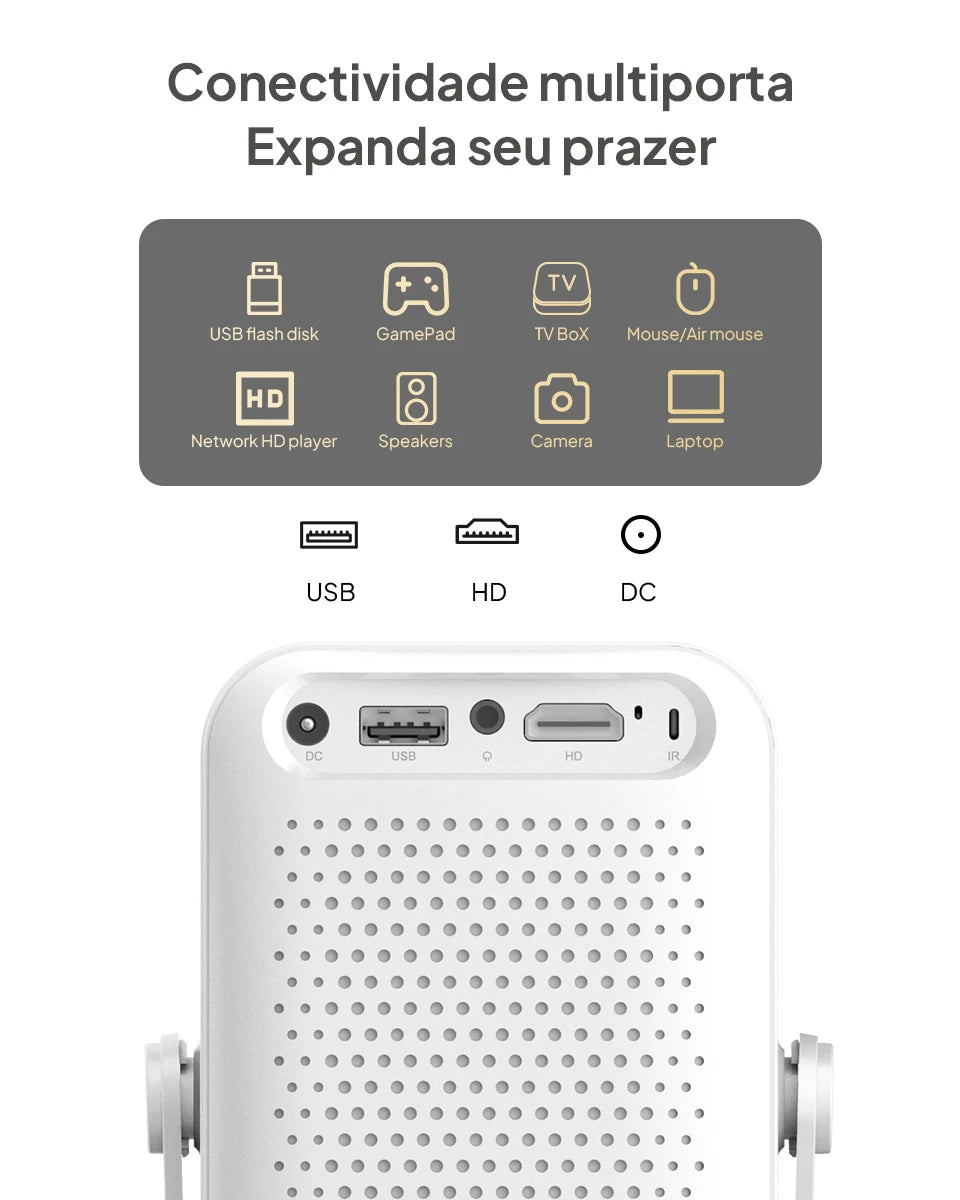 Vevshao A15 Smart Projector Portable Android 13 Projector Dual WiFi Auto Keystone Focus Pocket Beamer Home Meeting Video Cinema