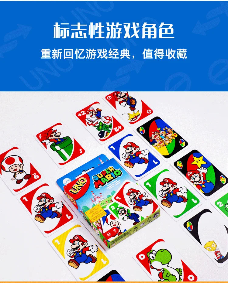 Genuine Mattel Games Uno Super Mario Card Game For Family Night Featuring Tv Show Themed Graphics And A Special Rule 2-10 Player