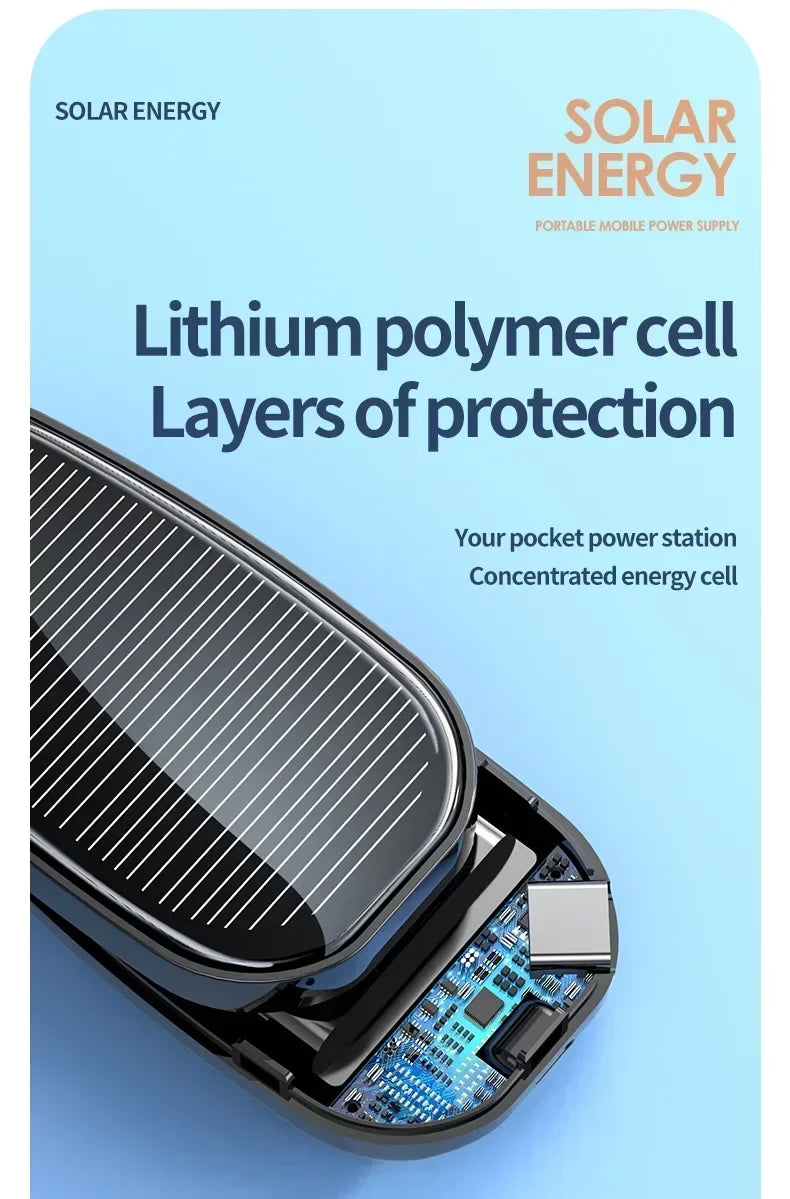 Solar Power Bank Mini Key Ring Portable Charger 1200mAh Outdoor Camping External Battery Emergent Power Cargador Portátil 보조배터리