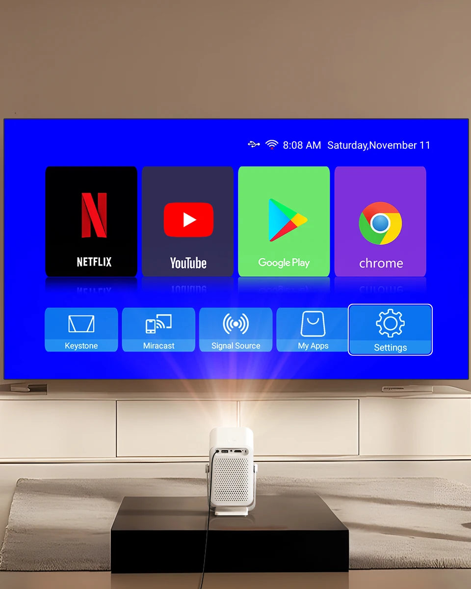 Vevshao A15 Smart Projector Portable Android 13 Projector Dual WiFi Auto Keystone Focus Pocket Beamer Home Meeting Video Cinema