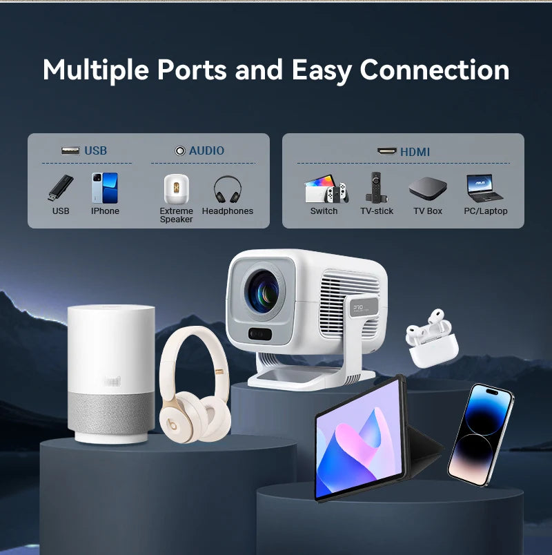 HUAWEISHI 4K Projector Android Native Portable 1080P Auto Focus 600ANSI Video home Cinema Outdoor hd led Projetor