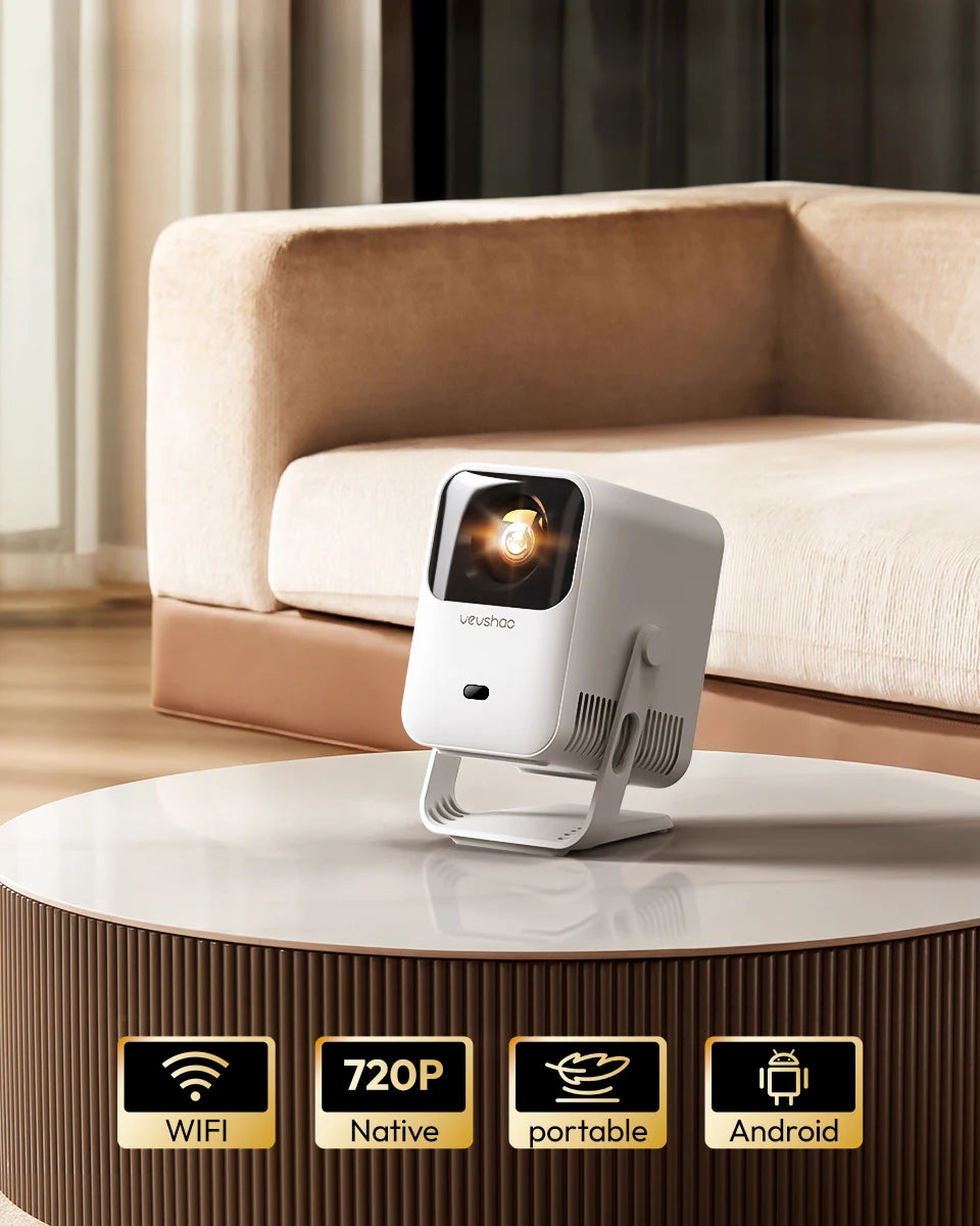 Vevshao A15 Smart Projector Portable Android 13 Projector Dual WiFi Auto Keystone Focus Pocket Beamer Home Meeting Video Cinema