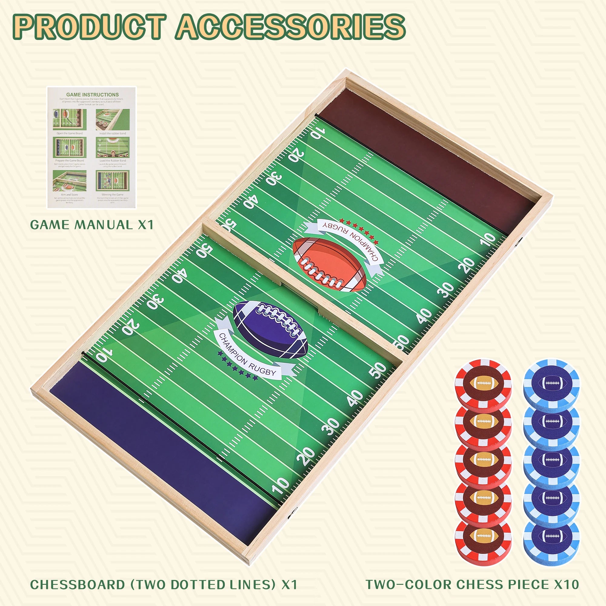 AIUAZA Rugby Fast Classic Slingshot Puck Game Wooden Air Hockey Board Games for Family Game Night or Friends Party,Table Games