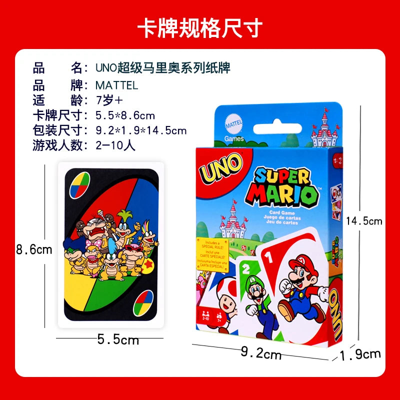 Genuine Mattel Games Uno Super Mario Card Game For Family Night Featuring Tv Show Themed Graphics And A Special Rule 2-10 Player