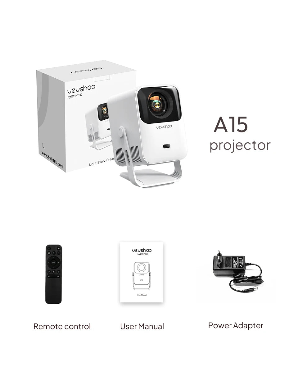Vevshao A15 Smart Projector Portable Android 13 Projector Dual WiFi Auto Keystone Focus Pocket Beamer Home Meeting Video Cinema
