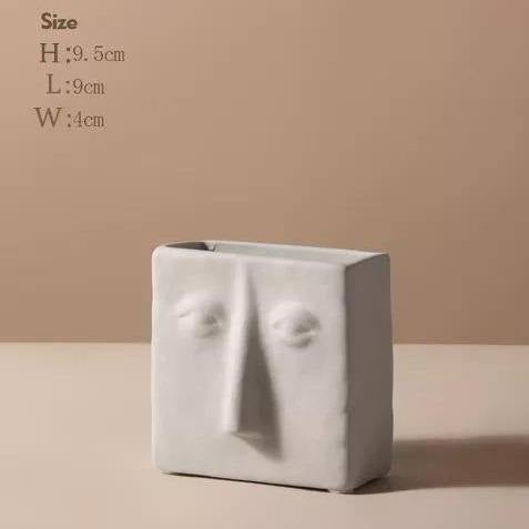 Abstract Face Ceramic Vase Small Square Head | Sage & Sill