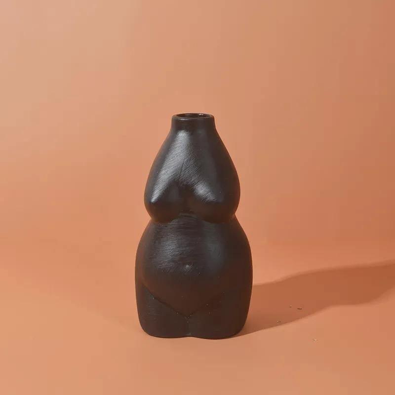 Feminine Curves Nude Female Ceramic Vase Black | Sage & Sill